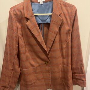J. Jill Women's Rust Plaid Blazer